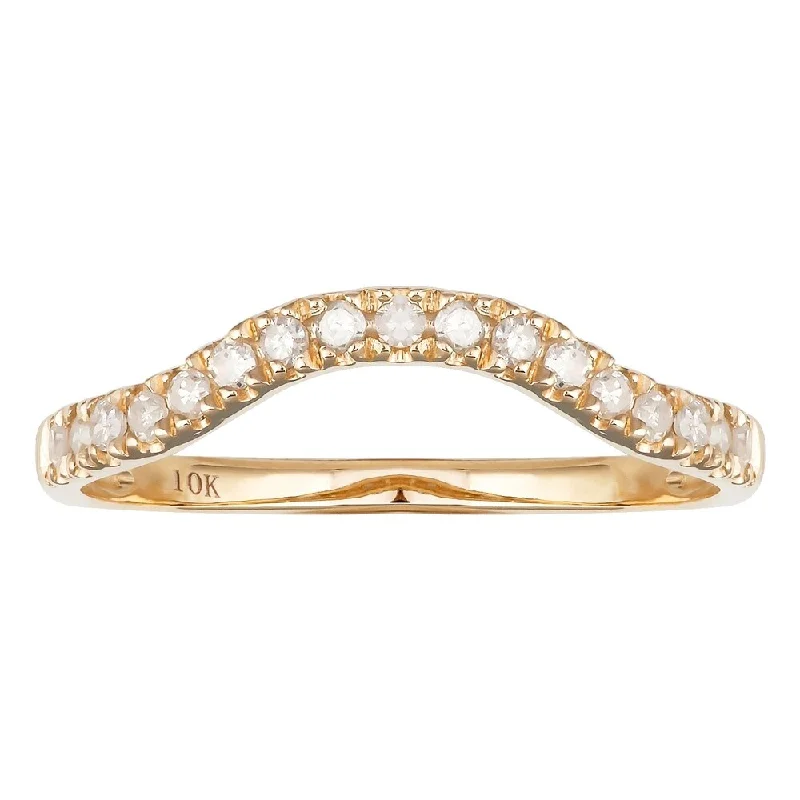 Viducci 10k Yellow Gold 1/4ct TDW Curved Diamond Band (G-H, I1-I2)