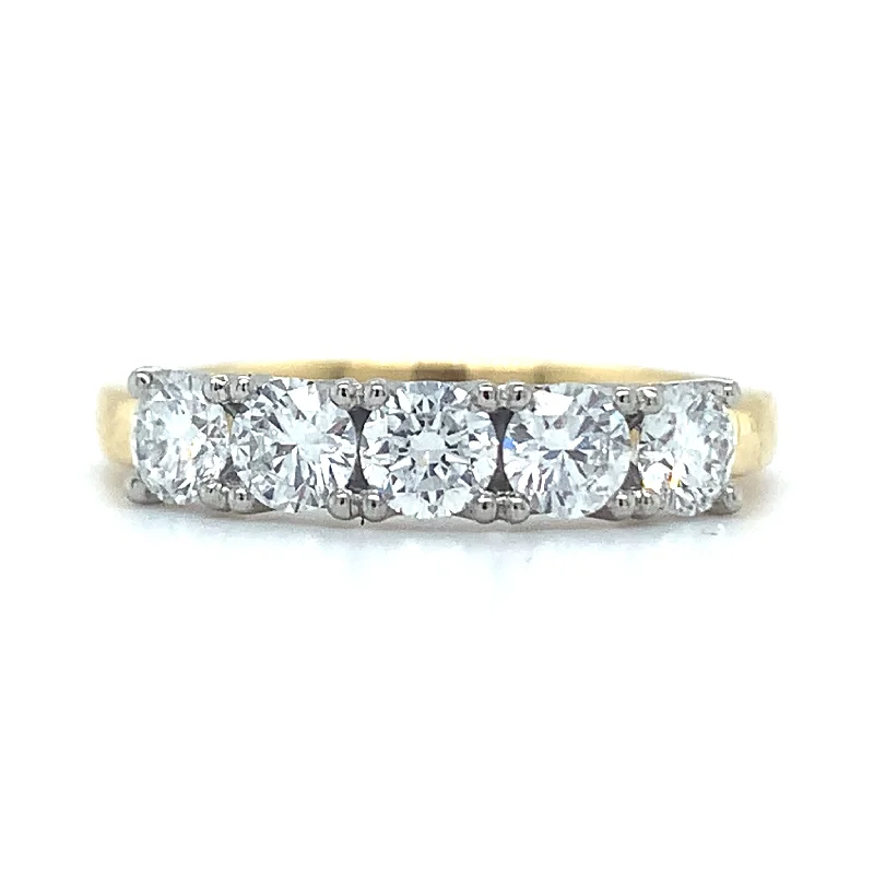 18ct Yellow Gold 1.05ct Laboratory Grown 5 Stone Eternity Ring