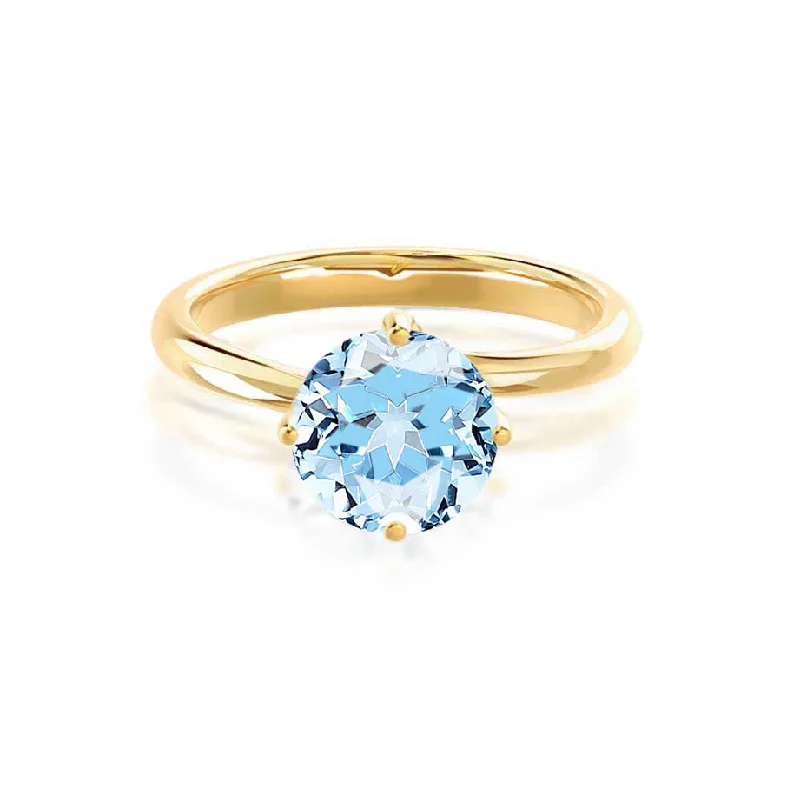 ANNORA - Chatham® Aqua Spinel 18k Yellow Gold Twist Solitaire Ring