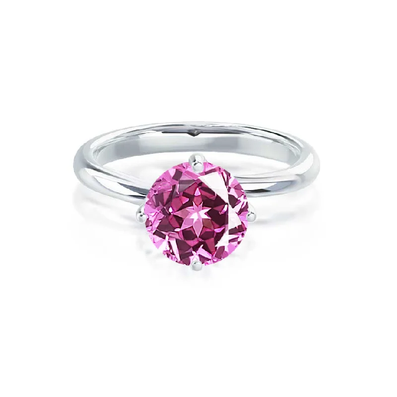 ANNORA - Chatham® Pink Sapphire 18k White Gold Twist Solitaire Ring