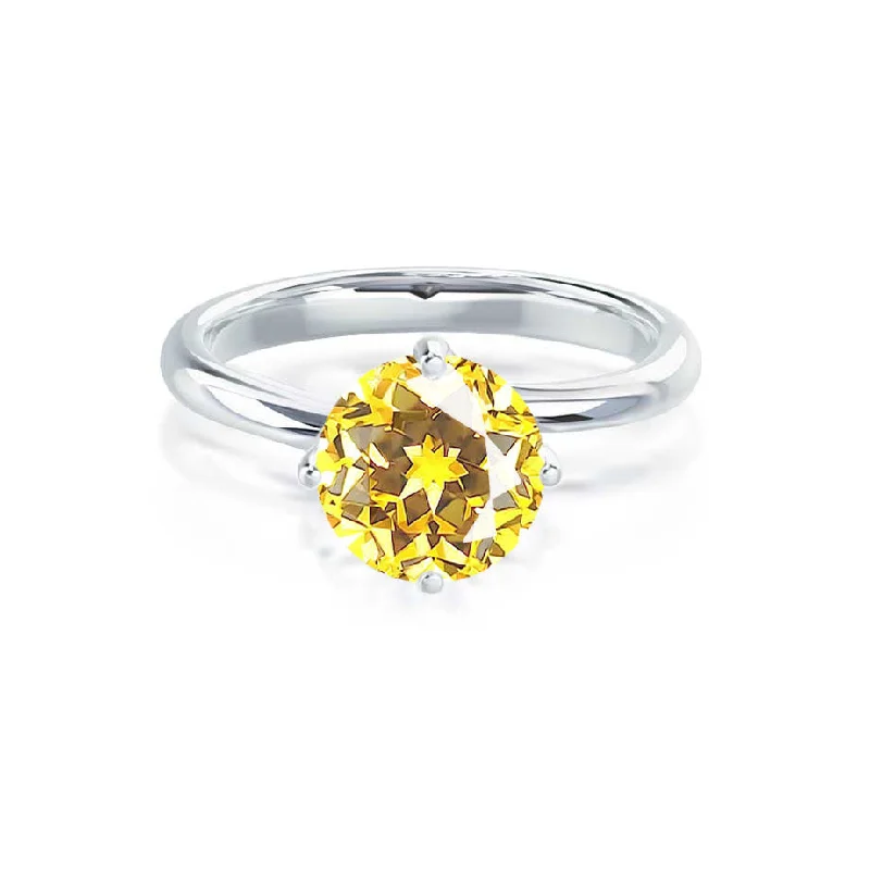 ANNORA - Chatham® Yellow Sapphire 18k White Gold Twist Solitaire Ring