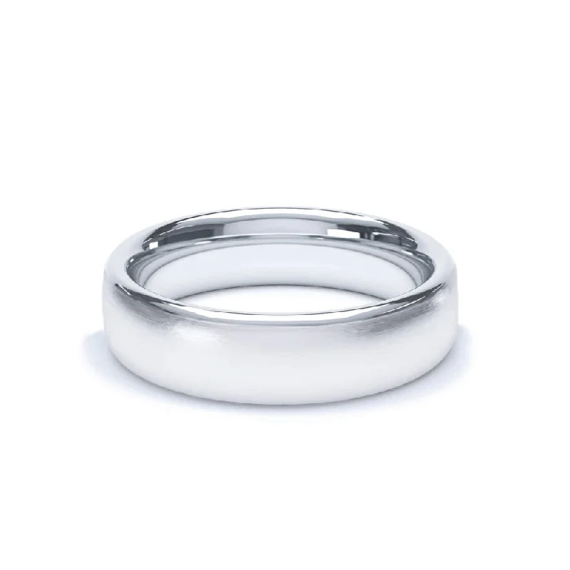 - Oval Profile Satin Wedding Ring 9k White Gold