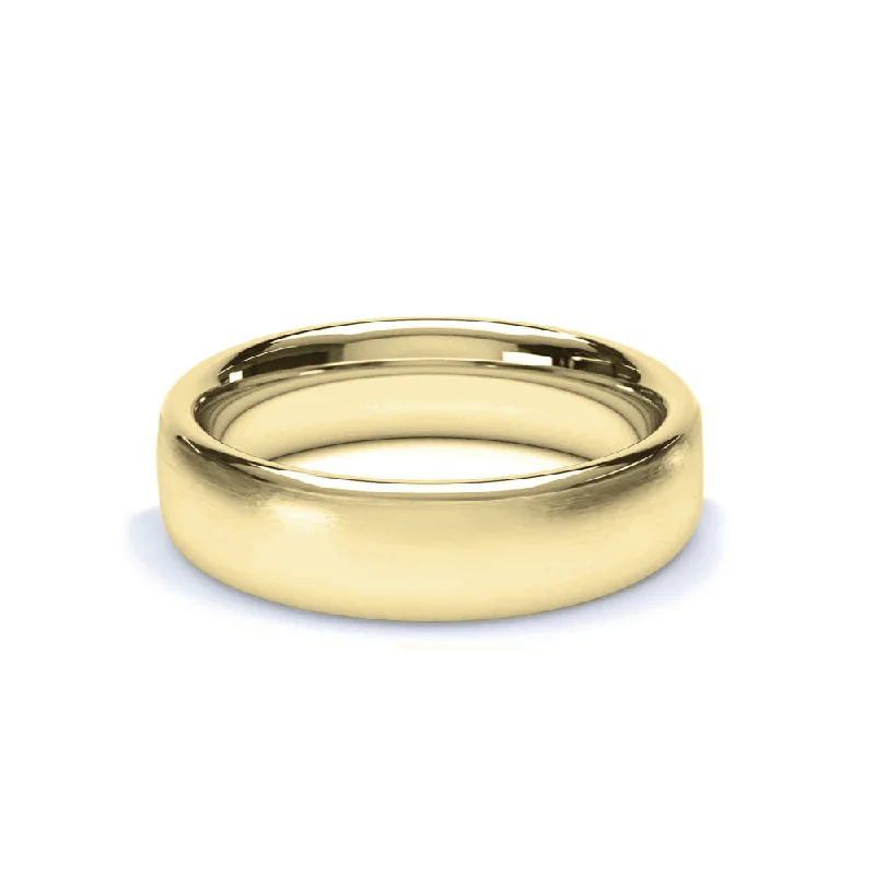 - Oval Profile Satin Wedding Ring 9k Yellow Gold